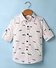 JASH KIDS Cotton Woven Full Sleeves Vehicle Print Shirt -White