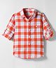 JASH KIDS Twill Woven Full Sleeves Checkered Shirt - Orange & White