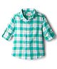 JASH KIDS Twill Woven Full Sleeves Checkered Shirt - Sea Green  & White