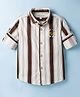 JASH KIDS Twill Woven Full Sleeves Shirts With Stripes - Brown