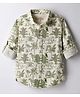 JASH KIDS Cotton Woven Full Sleeves Shirt With Animal Print - Khaki