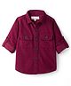 JASH KIDS Corduroy Woven Full Sleeves Solid Colour Shirt - Maroon