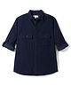 JASH KIDS Corduroy Woven Full Sleeves Solid Colour Shirt - Navy Blue