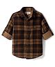 JASH KIDS Corduroy Woven Full Sleeves Checkered Shirt - Khaki