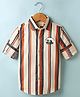 JASH KIDS Cotton Woven Full Sleeves Striped Shirt - Rust Orange & White