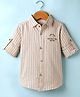 JASH KIDS Twill Woven Full Sleeves Striped Shirt - Peach