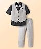 JASH KIDS Cotton Woven Full Sleeves 3 Piece Party Suit With Bow - Grey