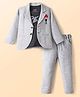 JASH KIDS Cotton Woven Party Wear Text Printed T-Shirt & Pant With  Jacket  - Grey