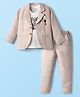 JASH KIDS Cotton Woven Party Wear Text Printed T-Shirt & Pant With Jacket - Beige