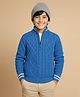 Pine Kids Knit Full Sleeves Pullover Sweater with Cable Knit Design -Blue