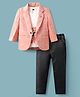 Dapper Dudes Full Sleeves Alphabets Printed Blazer With Tee & Pant Set - Peach