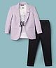 Dapper Dudes Full Sleeves Alphabets Printed Blazer With Tee & Pant Set - Lavender