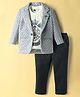 Dapper Dudes Full Sleeves Abstract Printed Blazer With Tee & Pant Set - Navy Blue