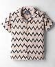 Dapper Dudes Half Sleeves Chevron Crochet Shirt - Black