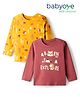 Babyoye 100% Cotton Knit Eco Jiva Finish Full Sleeves T-Shirt With Proccupine & Text Print - Yellow & Rose Gold