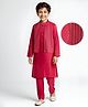 EARTHY TOUCH Cotton Woven Full Sleeves Solid Kurta Pyjama Set with Sequined & Embroided Nehru Jacket - Maroon