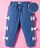 Mark & Mia Cotton Lycra Denim Full Length Jeans With Bow Detailing - Blue