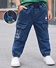 Mark & Mia Cotton Lycra Full Length Denim Jeans With Embroidery Detailing - Navy Blue