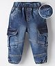 Mark & Mia Cotton Lycra Denim Cut & Sew Full Length Jeans With Pocket - Blue