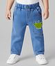 Mark & Mia Cotton Denim Full Length Jeans With  Dino Patch - Blue