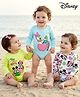 Babyoye Disney Interlock Knit Full Sleeves Onesies with Minnie Mouse & Friends Graphics Pack of 3 - White Light Blue & Light Green