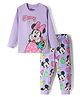 Babyoye Disney Single Jersey Knit Full Sleeves Night Suit with Minnie & Friends Graphics - Lavender