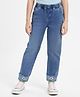 Mark & Mia Cotton Lycra Full Length Washed Denim Jeans With Floral Embroidery - Blue