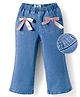 Mark & Mia Cotton Lycra Denim Full Length Flared Jeans with Pocket & Bow Detailing - Blue
