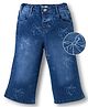 Mark & Mia Cotton Lycra Full Length Flared Jeans With Bow Print - Blue