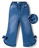 Mark & Mia Cotton Lycra Denim Full Length Washed Jeans With  Bow Applique - Blue