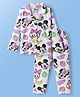 Babyoye Disney Single Jersey Knit Full Sleeves Front Open Co-Ord Night Suit with Minnie & Friends- White