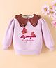 Mark & Mia Full Sleeves Sweatshirt With Teddy Bear Applique & Pom Pom Applique - Lavender