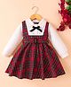 Mark & Mia Full Sleeves Checkered Winter Frock with Belt - Red