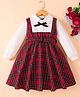 Mark & Mia Full Sleeves Checkered Winter Frock with Belt - Red