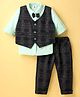 Mini Taurus 100% Cotton Full Sleeves 3 Piece Party Wear With Checks Design & Bow Applique - Light Green
