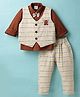 Mini Taurus Sinker Knit Full Sleeves 3 Piece Partywear Suit With Bow Applique - Rust Orange