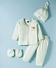 Mini Taurus Interlock Knit Full Sleeves T-Shirt & Lounge Pant With Cap & Mittens - Mint