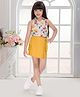 TINY BABY Linen Woven Sleeveless Floral Printed Top & Skort - Yellow