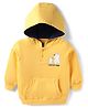 Doodle Poodle 100% Cotton Knit Light Weight Full Sleeves Hooded Sweatshirt with Bear Print & Kangaroo Pocket - Yellow