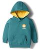 Doodle Poodle 100% Cotton Knit Full Sleeves Hooded Sweatshirt with Lion Print & Kangaroo Pocket - Green