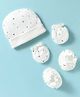 Ben Benny 100% Cotton Interlock Knit Cap Mittens & Booties Set with Heart Print White - Diameter 9 cm