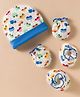 Ben Benny 100% Cotton Interlock Knit Cap Mittens & Booties Set with Car Print White & Blue - Diameter 9 cm