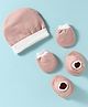 Ben Benny Interlock Knit Cap Mittens & Booties Set Rose Gold - Diameter 9 cm