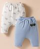 Ben Benny Interlock Knit Full Length Diaper Leggings with Vehicle Print Pack of 2 - Light Blue & Offwhite