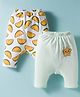 Ben Benny Interlock Knit Full Length Diaper Leggings with Tropical Print Pack of 2 - Light Blue & White