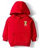 Doodle Poodle 100% Cotton Knit Light Weight Full Sleeves Hooded Sweatshirt With Animal Print & Kangaroo Pockets - Red