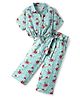 CrayonFlakes Rayon Woven Half Sleeves Floral Printed Shirt Style Crop Top & Coordinating Palazzo Set - Blue