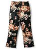 CrayonFlakes Knit Floral Printed Flared Leggings - Black