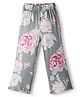 CrayonFlakes Knit Floral Printed Flared Leggings - Grey
