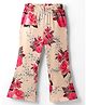 CrayonFlakes Knit Floral Printed Flared Leggings - Pink